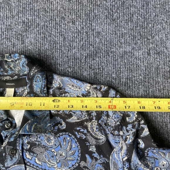 Diesel Paisley Button Down Long Sleeve Shirt size S Viscose Blue AOP Dress Shirt - Picture 5 of 8